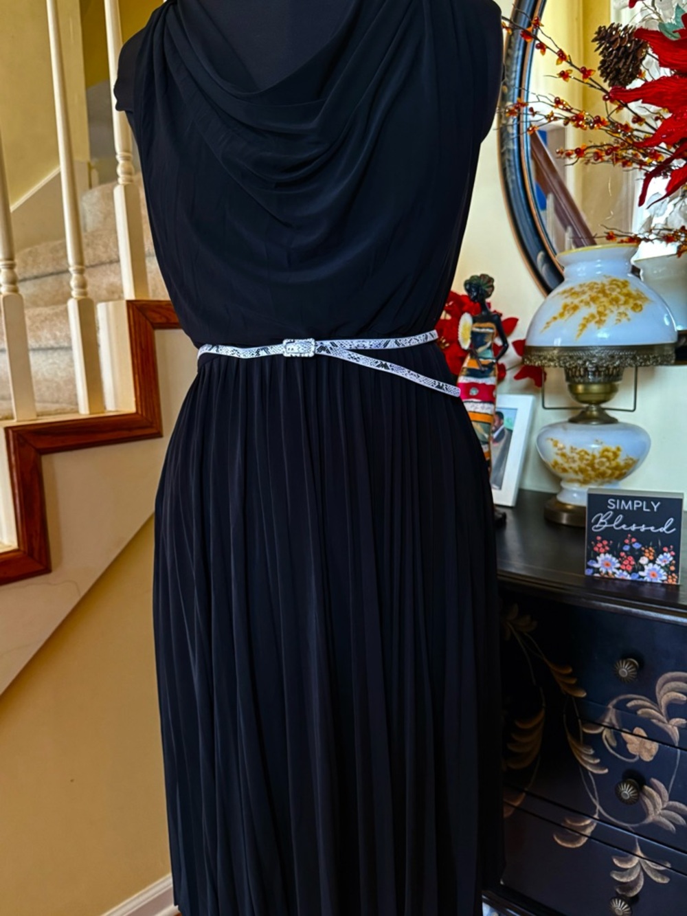 Jones New York Classic Black Draped Pleated Women's Dress - Picture 7 of 13